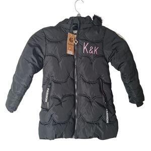 NWT Girls' Black Puffer Coat with Hood